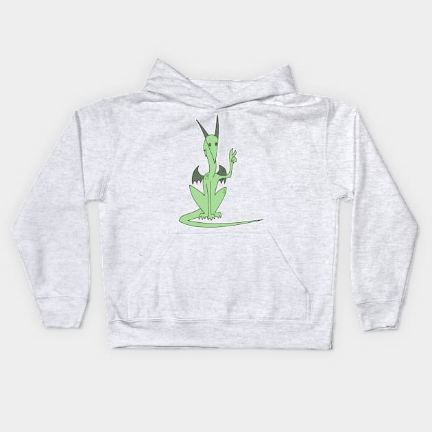 Dragon Derp, Green, Peace Kids Hoodie by DuskShadowDraws